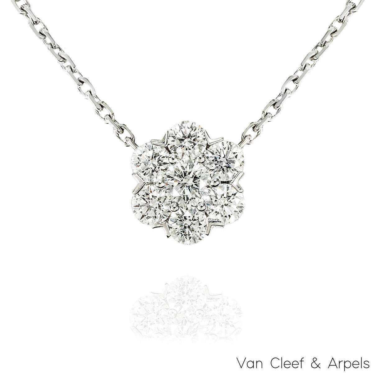 Van Cleef & Arpels White Gold Diamond Fleurette Pendant VCARA48600 Van Cleef & Arpels White Gold Diamond Fleurette Pendant VCARA48600